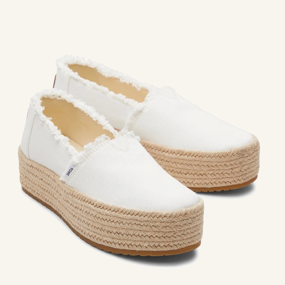 Toms Valencia Platform Espadrilles (white)